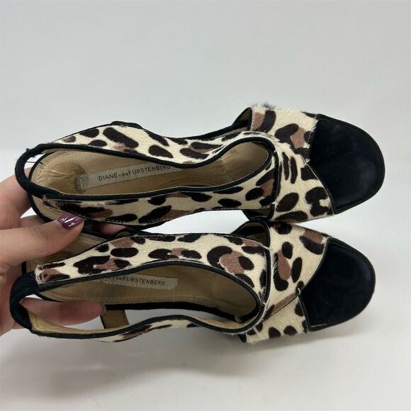 Diane von Furstenberg Women's Animal Print Stiletto Slingback Heels Size 8.5 - Picture 10 of 13